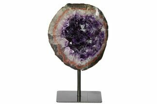 Amethyst Geode Section on Metal Stand - Dark Purple Crystals #171881