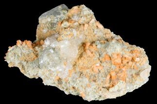 Red-Orange Stilbite Crystal Cluster with Calcite - Peru #173303