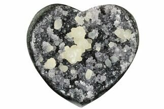 Amethyst Crystal Heart With Calcite Crystals - Uruguay #172034