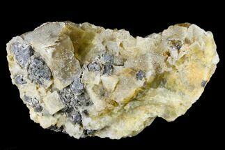 6.7" Quartz Encrusted Yellow Fluorite With Galena - Morocco - Crystal #174583