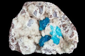Vibrant Blue Cavansite Clusters on Stilbite - India #176798