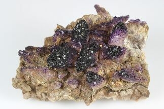 Calcite Crystal Cluster with Purple Fluorite - China #177593