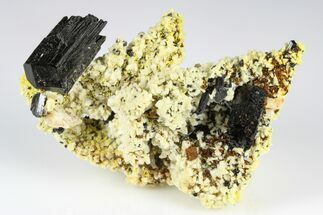 Black Tourmaline (Schorl), Feldspar, Goethite and Aquamarine #177541