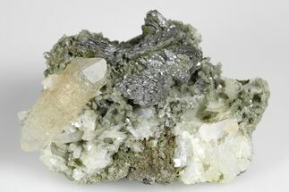 Quartz Crystal Cluster with Calcite & Loellingite -Inner Mongolia #180342