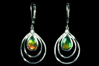 Ammolite Earrings with Sterling Silver and White Sapphires #181159