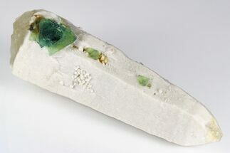 5.4" Green, Octahedral Fluorite on Milky Quartz - Inner Mongolia - Crystal #181711