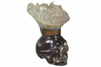 2.4" Polished Agate Skull with Quartz Crown  - Crystal #181942