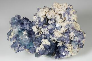 6.8" Spectacular, Blue Cubic Fluorite with Dolomite - Shangbao Mine - Crystal #182437