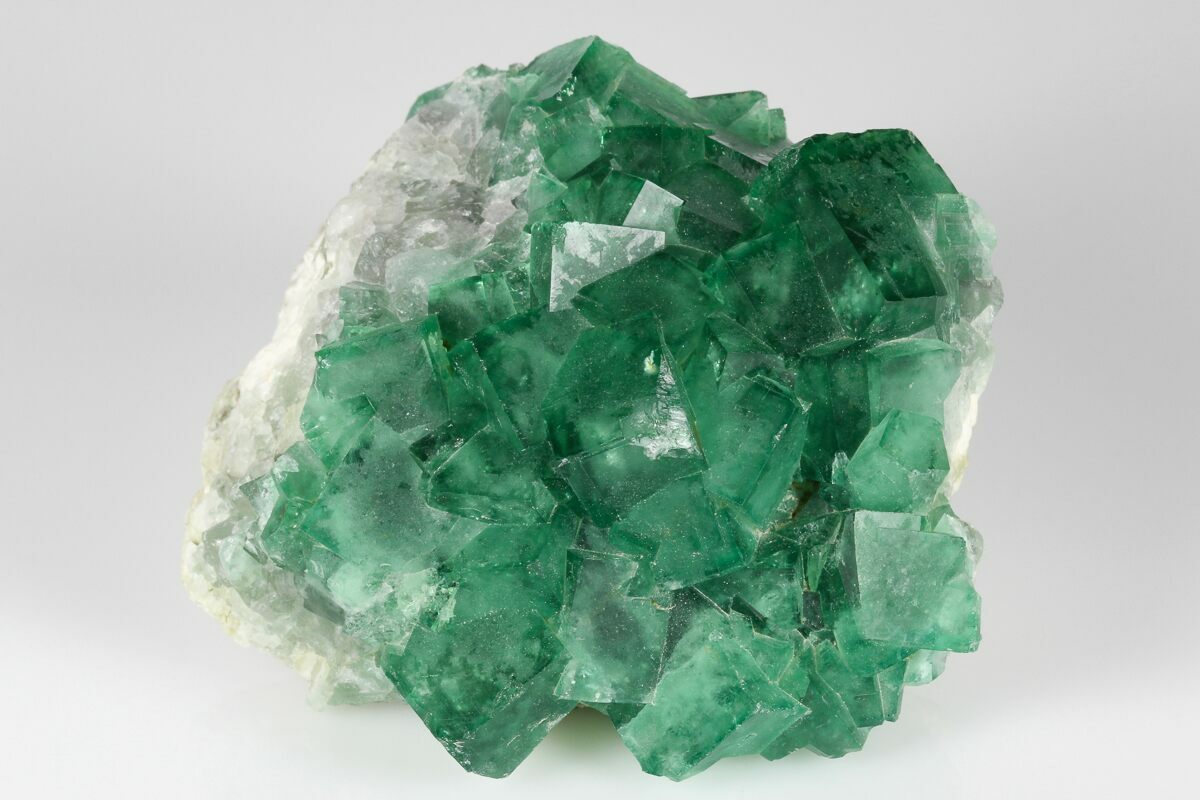 3 Green, Fluorescent, Cubic Fluorite Crystals - Madagascar