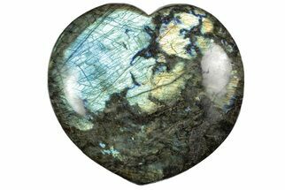 Huge! 11.6" Flashy Polished Labradorite Heart - Madagascar - Crystal #191354