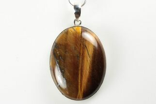 1.65" Tiger's Eye Pendant (Necklace) - 925 Sterling Silver   - Crystal #192355