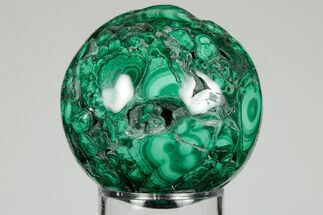 2" Flowery, Polished Malachite Sphere - Congo - Crystal #193467