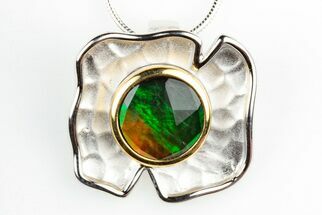 Flashy Ammolite Pendant Set In Sterling Silver - Fossil #197638