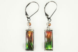 Brilliant Ammolite Earrings with Fire Opal Accent Stones #197666