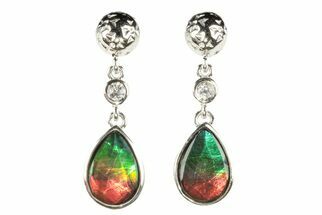Brilliant Ammolite Earrings with White Sapphire Accent Stones #197668