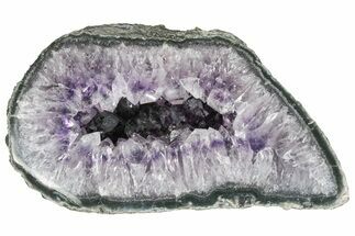 7.5" Purple Amethyst Geode With Polished Face - Uruguay - Crystal #199790