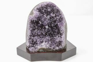 4.7" Amethyst Cluster With Wood Base - Uruguay - Crystal #199826