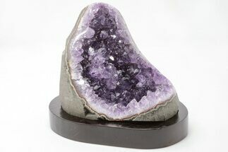 5.9" Amethyst Cluster With Wood Base - Uruguay - Crystal #199841