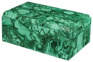 4" Flowery, Polished Malachite Jewelry Box  - Crystal #200498