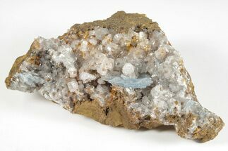 4.8" Blue Bladed Barite Crystal Clusters with Calcite - Morocco - Crystal #204050