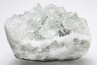 Glass-Clear, Green Cubic Fluorite Crystals on Quartz - China #205624