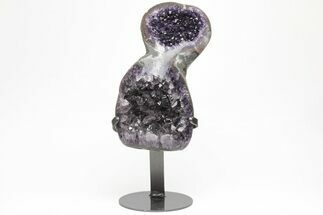 Dark Purple Double Amethyst Geode With Metal Stand #209213