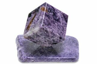 Polished Purple Charoite Cube with Base - Siberia, Russia #212572