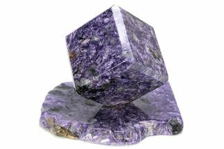 Polished Purple Charoite Cube with Base - Siberia, Russia #212574