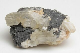 Cerussite Crystals with Bladed Barite on Galena - Morocco #213568