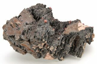 Small, Red Vanadinite Crystals on Manganese Oxide - Morocco #212008