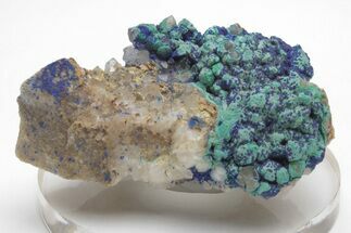 Vibrant Malachite and Azurite on Quartz Crystals - China #213820