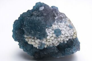 Blue, Cubic/Octahedral Fluorite Encrusted Quartz - Inner Mongolia #213854