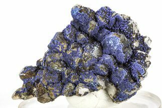 Vivid-Blue Azurite Encrusted Quartz Crystals - China #213811