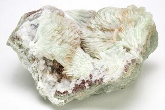 Green, Bladed Prehnite Crystals with Quartz - Morocco #214944