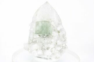 Green, Cubic Fluorite Crystal on Quartz - Inner Mongolia #216774