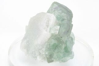 Green, Cubic Fluorite Crystals on Quartz - Inner Mongolia #216790