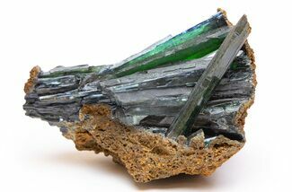Gemmy, Emerald-Green Vivianite Crystal Cluster - Brazil #218194