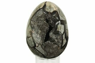 Septarian Dragon Egg Geode - Black Crystals #219094