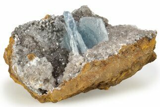 Gemmy, Blue Bladed Barite On Calcite - Morocco #222900