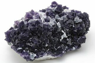 Purple Octahedral Fluorite Crystals on Quartz - China #223317