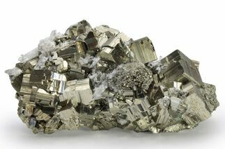 Striated, Cubic Pyrite Crystal Cluster - Peru #225977