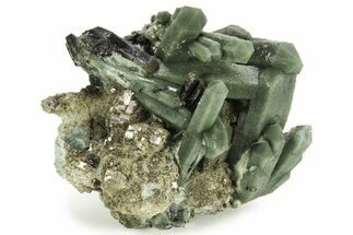 Green, Hedenbergite Included Quartz on Ilvaite - Mongolia #226196