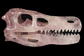 Carved Rose Quartz Dinosaur Skull - Roar! #227043