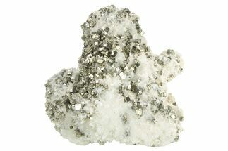 Gleaming, Striated Pyrite Crystals with Quartz Crystals - Peru #233386