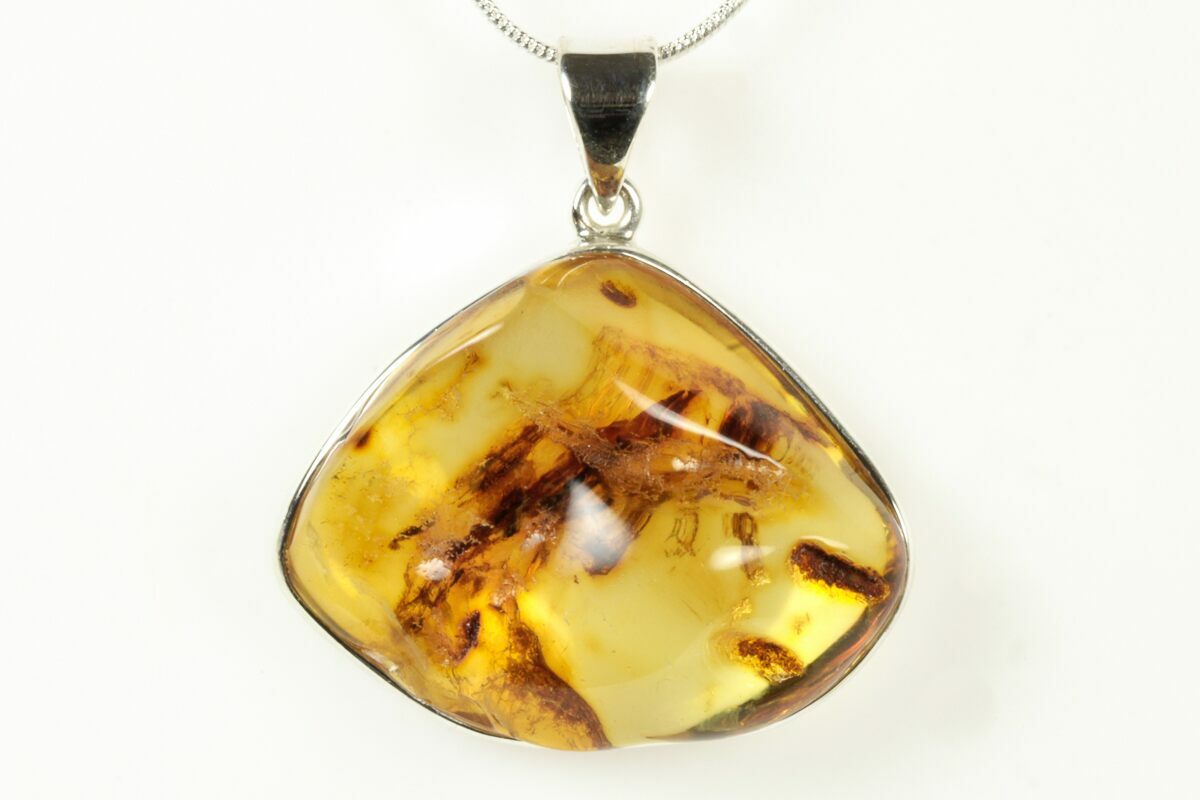 Amber Pendant, Celtic Disc Round Cabochon, 925 Sterling Silver – Crystal  Heart