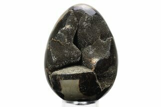 Septarian Dragon Egg Geode - Black Crystals #241114