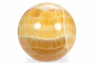 Polished Orange, Honeycomb Calcite Sphere - Utah #242295