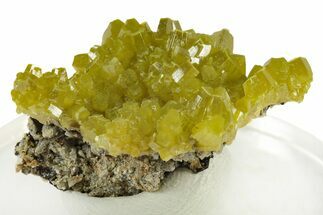 Lustrous Yellow-Green Pyromorphite Crystal Cluster - China #242842