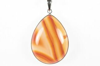 Banded Carnelian Agate Pendant (Necklace) - Sterling Silver #244061