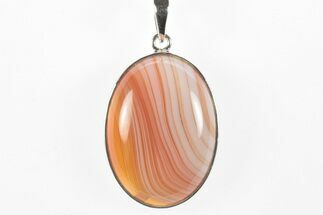 Banded Red Agate Pendant (Necklace) - Sterling Silver #244050